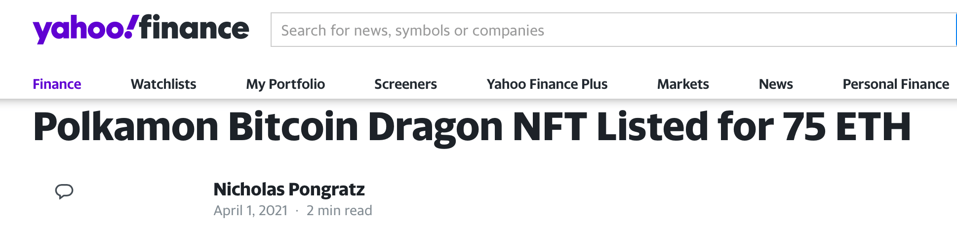 Yahoo Finance полкамоны