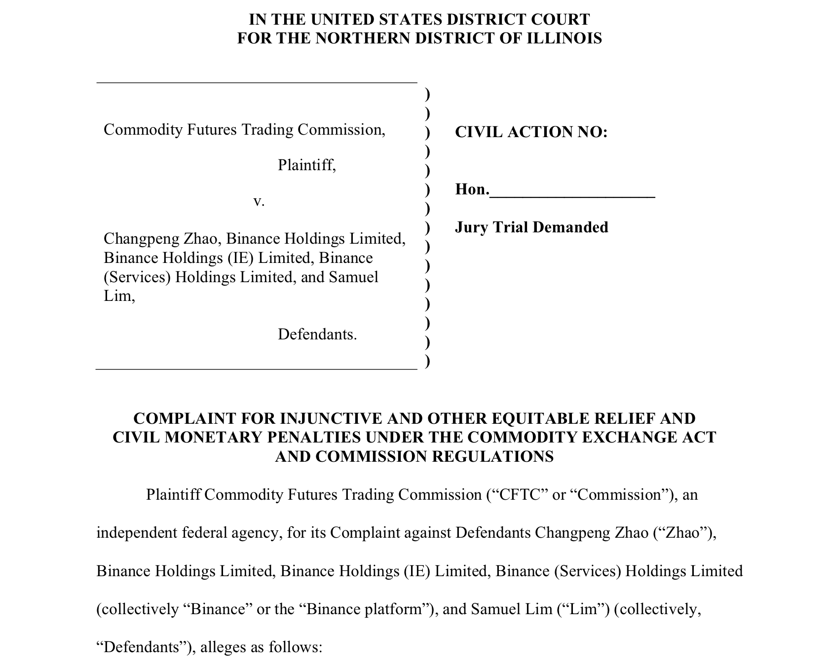 За что подали в суд на Binance. Иск CFTC против криптобиржи Binance. Фото.