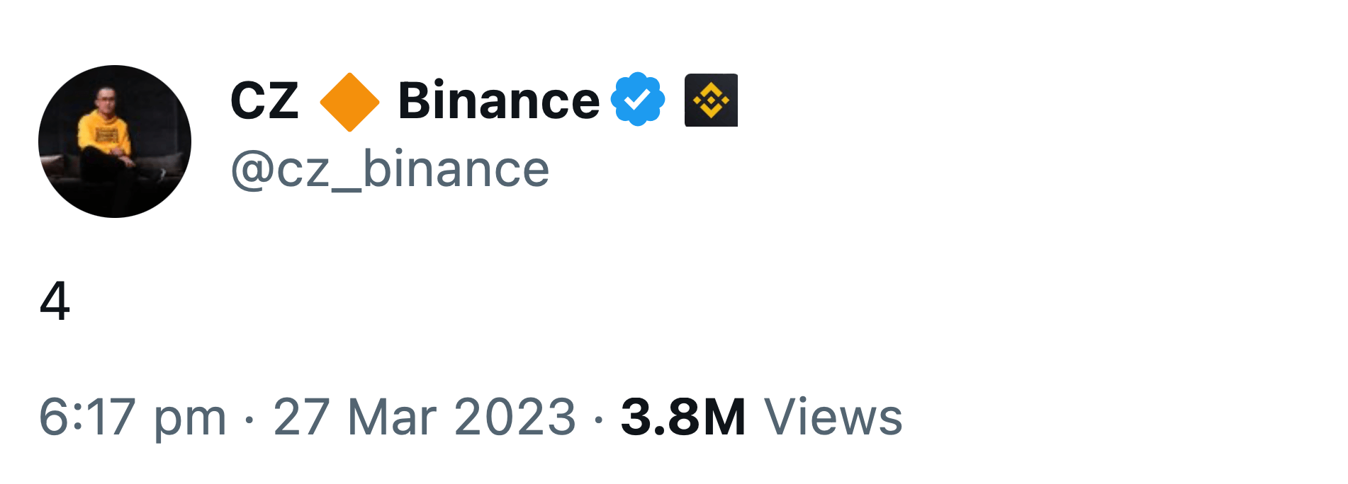 Чем ответил руководитель криптобиржи Binance. Новый твит руководителя Binance Чанпена Чжао с призывом игнорировать нападки на криптобиржу. Фото.