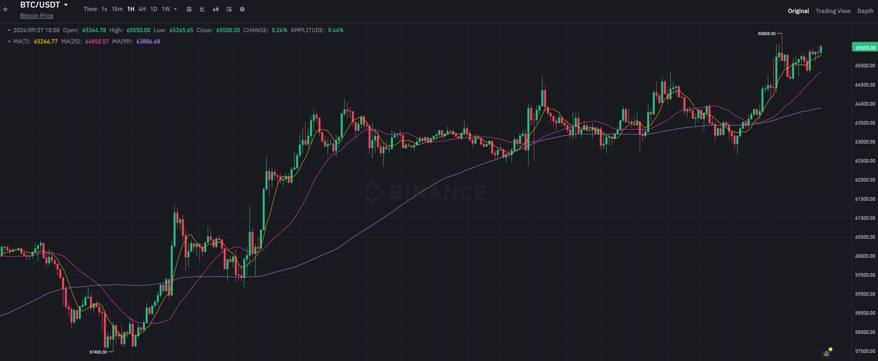 Что будет с криптовалютами в США. Часовой график курса Биткоина BTC. Фото.