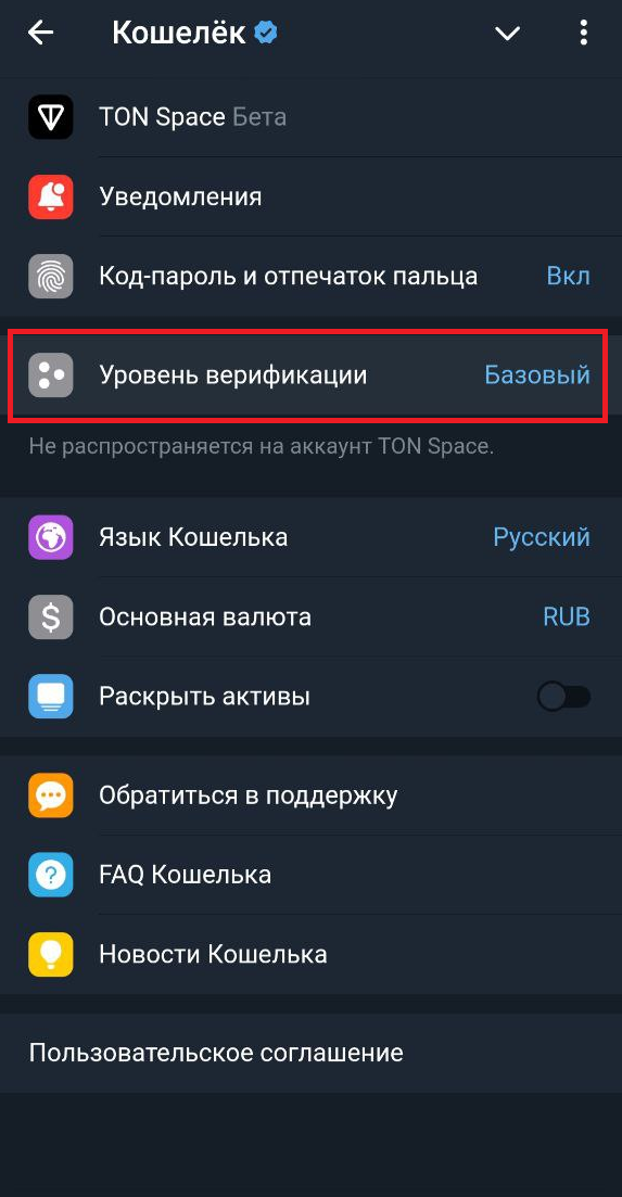 как пройти верификацию в тг кошельке
