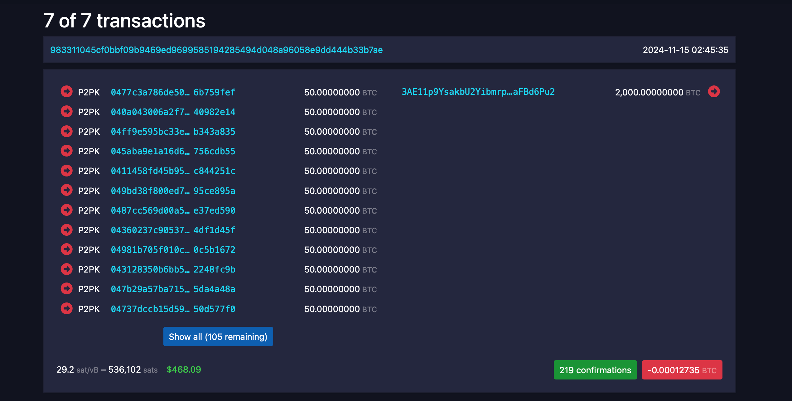Как держать деньги в криптовалюте. Перевод 2 тысяч биткоинов, которые были куплены в 2010 году. Фото.