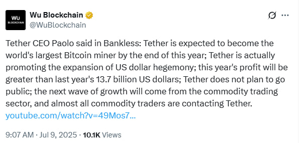 Tether выходит в майнинг биткоина и товарную торговлю: цель — стать крупнейшим игроком