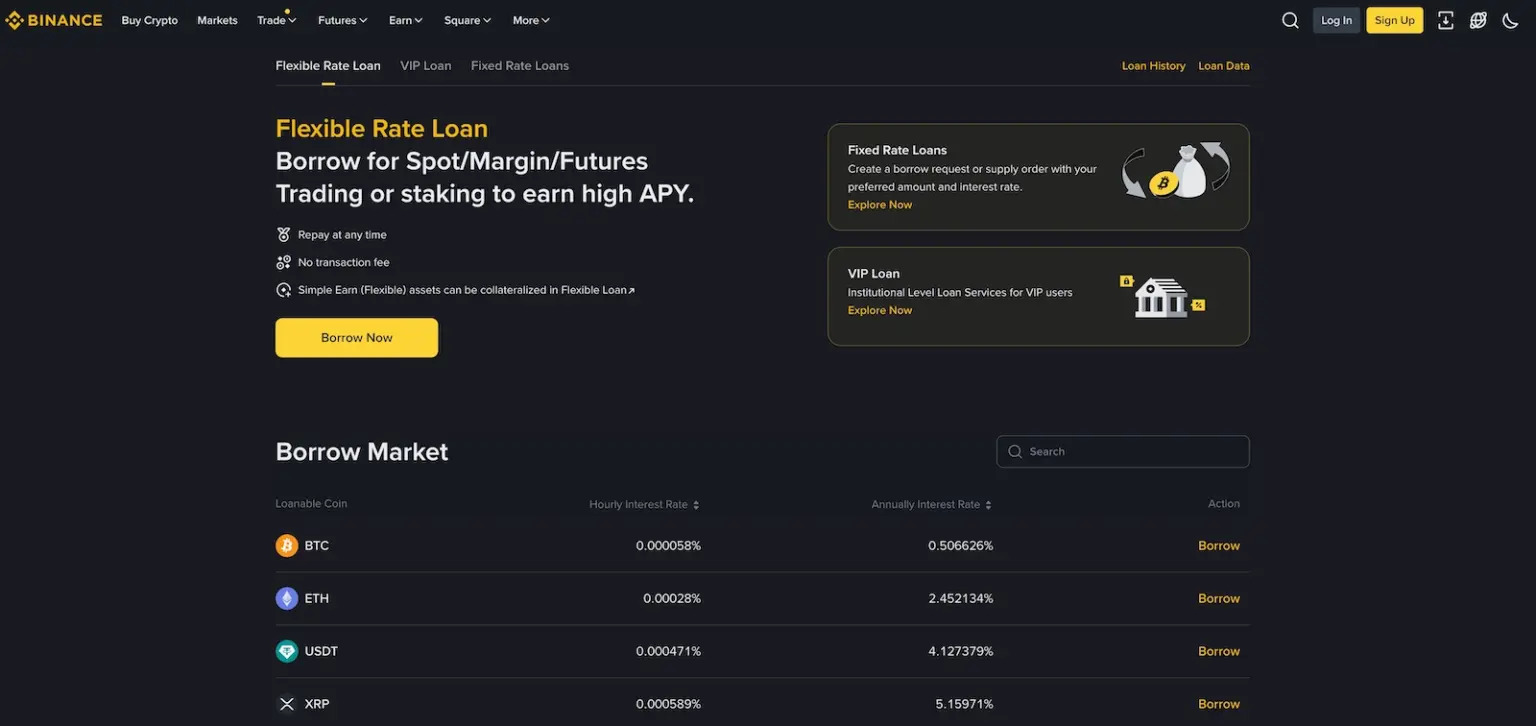 crypto lending platform binance