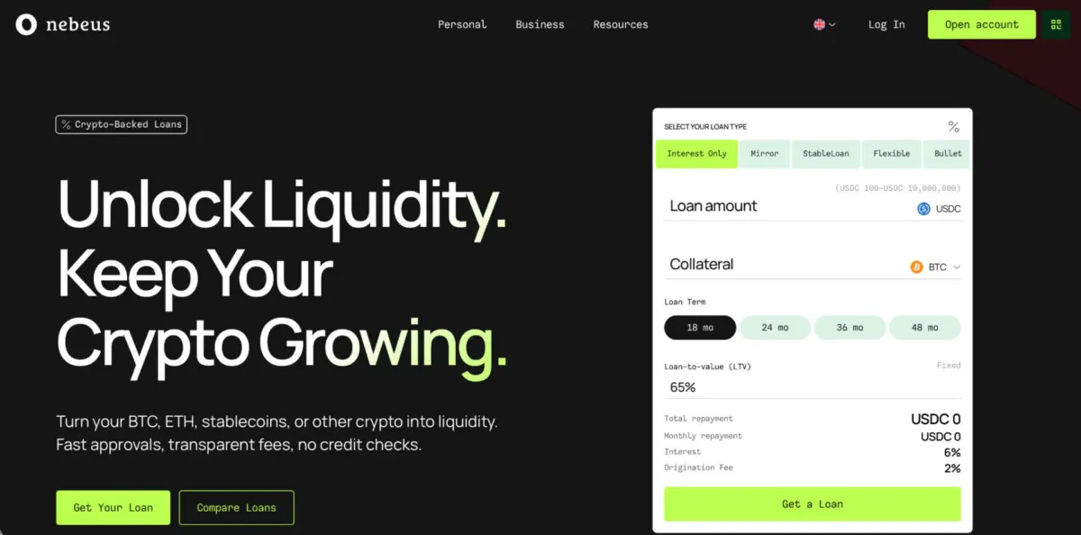 crypto lending platform nebeus